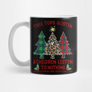 Treetops Glisten Funny Green Red Plaid Leopard Print Christmas Trees With Funny Christmas Saying Xmas Gift Mug